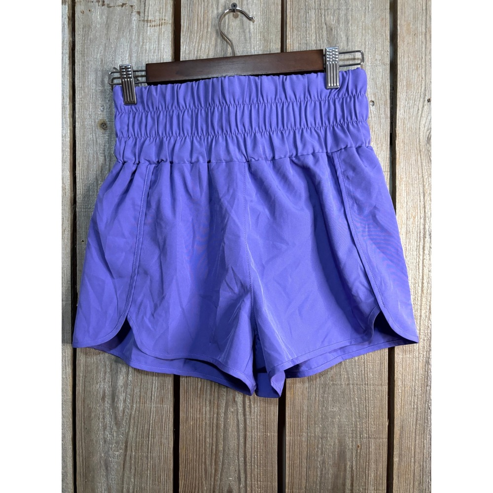 New Mix Purple Smocked High Waist‎ Athletic Shorts Womens Medium NP70025